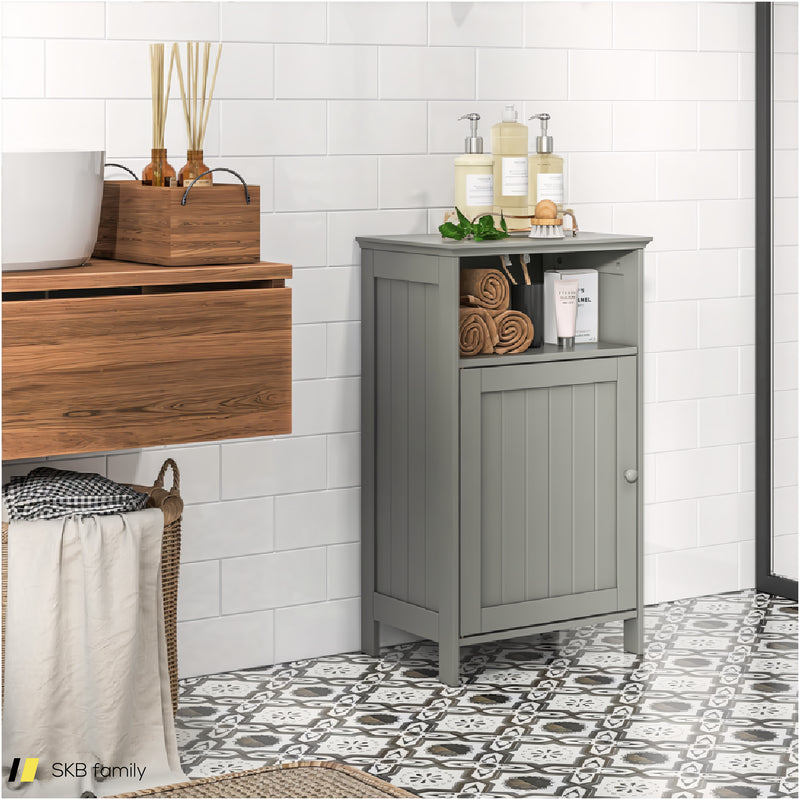 Bathroom Freestanding Adjustable Shelf Floor Storage Cabinet 240615-229344