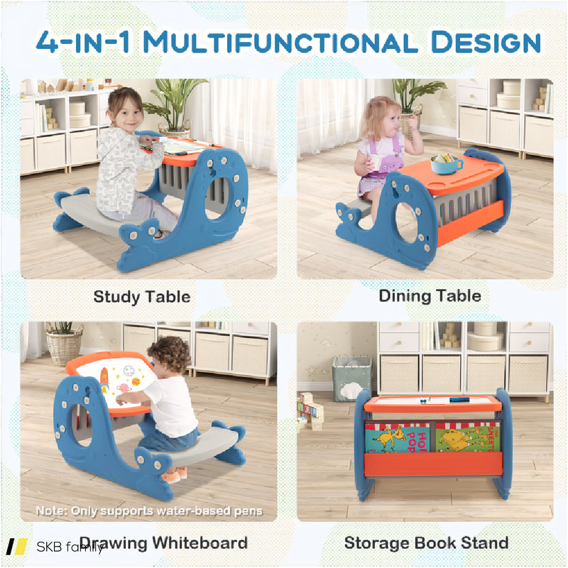 Convertible Kids Activity Table Set Toddler Easel With Erasable Whiteboard 240615-229348