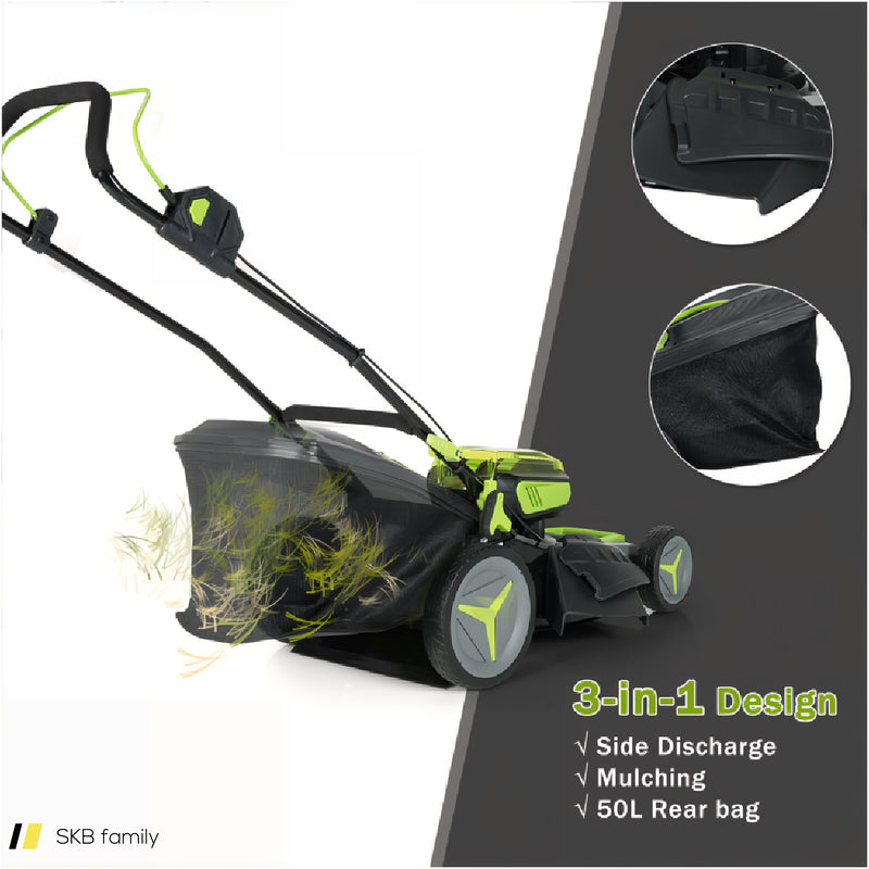 40v 18 Inch Brushless Cordless Push Lawn Mower 4.0ah Batteries And 2 Chargers 240615-229349