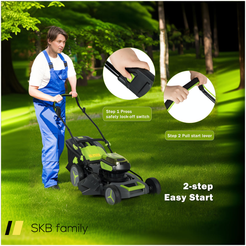 40v 18 Inch Brushless Cordless Push Lawn Mower 4.0ah Batteries And 2 Chargers 240615-229349