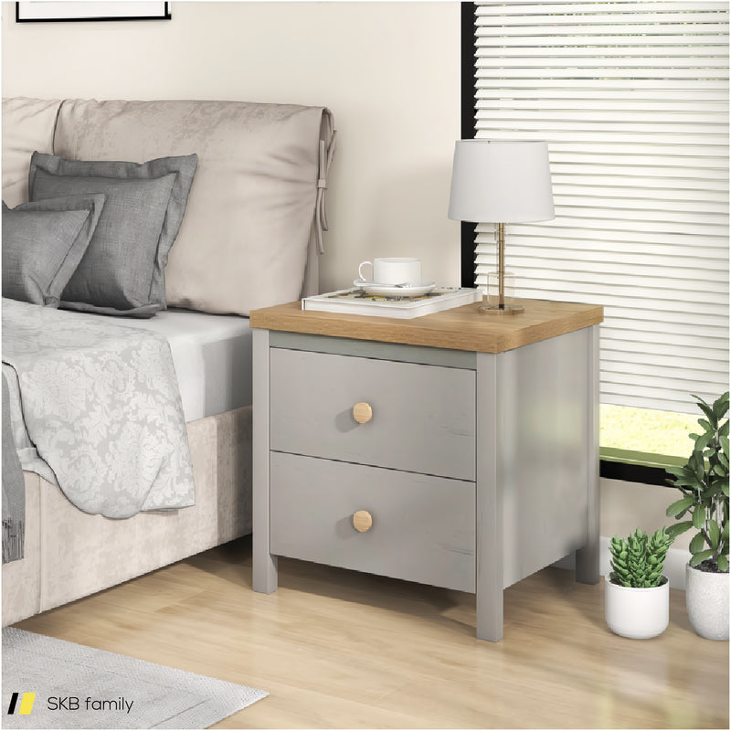 2-Drawer Nightstand With Rubber Wood Legs 240615-229350