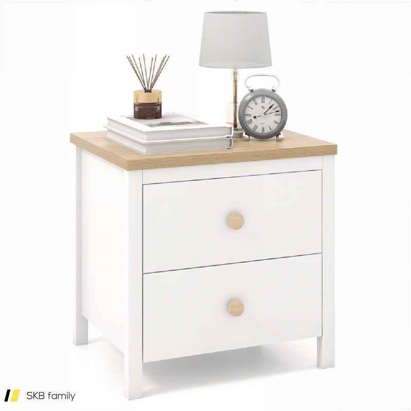 2-Drawer Nightstand With Rubber Wood Legs 240615-229350