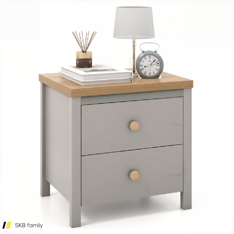 2-Drawer Nightstand With Rubber Wood Legs 240615-229350