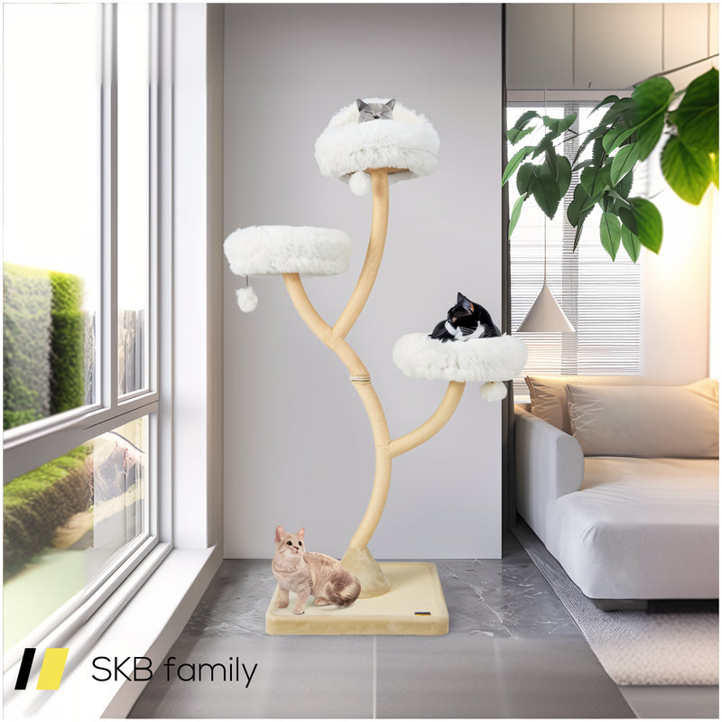 70 Inch Tall Cat Tree 4-Layer Cat Tower With 3 Perches And Dangling Balls 240615-229357