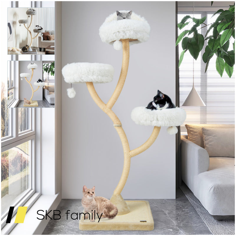 70 Inch Tall Cat Tree 4-Layer Cat Tower With 3 Perches And Dangling Balls 240615-229357