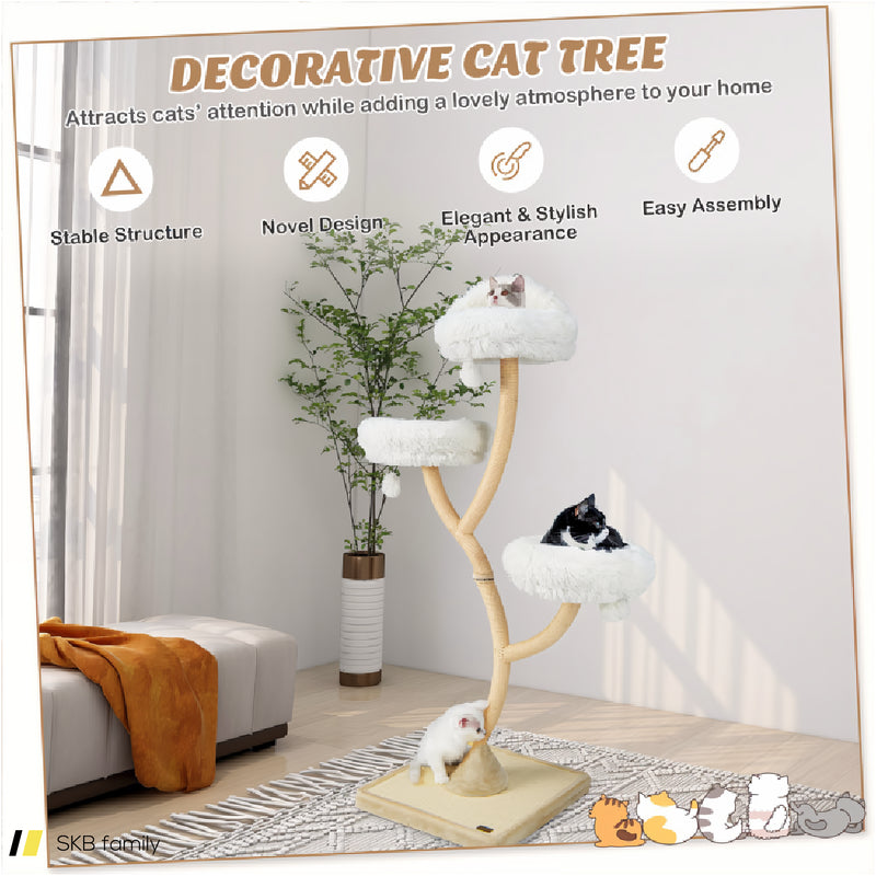 70 Inch Tall Cat Tree 4-Layer Cat Tower With 3 Perches And Dangling Balls 240615-229357