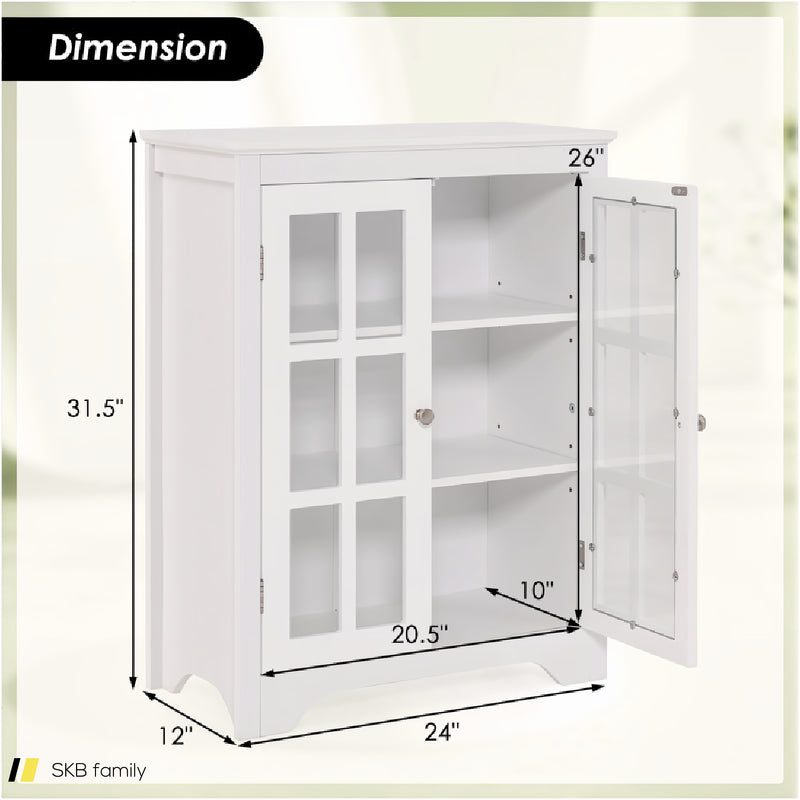 Freestanding Display Storage Cabinet With 2 Glass Doors And Adjustable Shelves 240615-229360