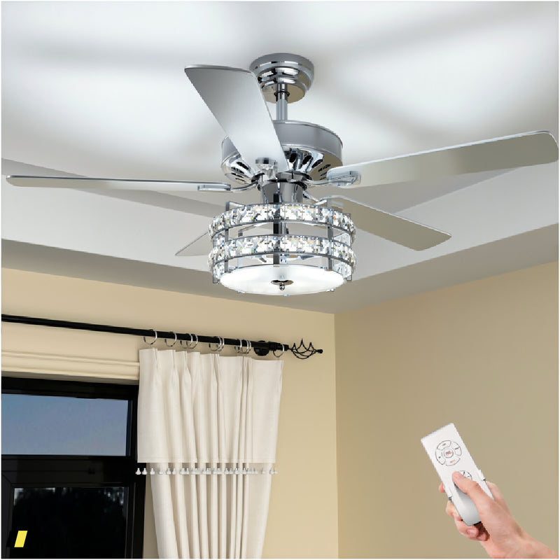 52 Inches Classical Crystal Ceiling Fan Lamp 240615-229361