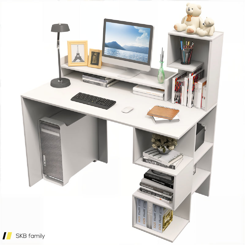 Modern Computer Desk With Storage Bookshelf And Hutch For Home Office 240615-229368