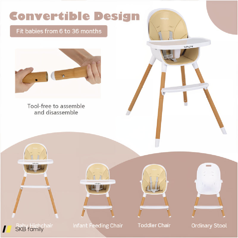 4-In-1 Convertible Baby High Chair Infant Feeding Chair With Adjustable Tray 240615-229371