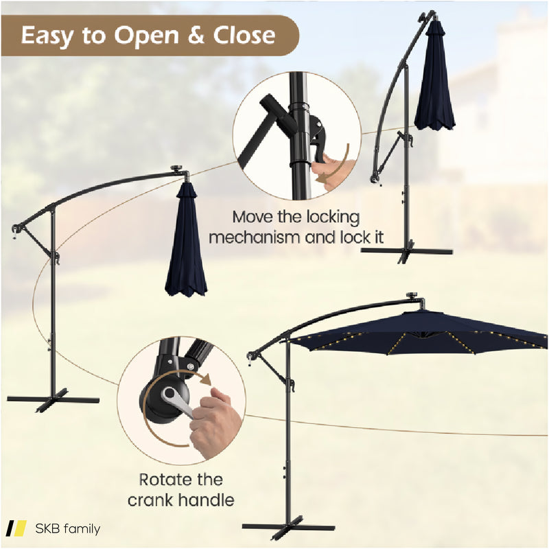 10 Feet Patio Offset Umbrella With 112 Solar-Powered Led Lights 240615-229373