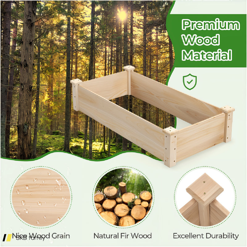 Raised Garden Bed Fir Wood Wooden Square Wood Planter Box For Garden 240615-229379