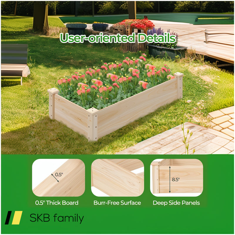 Raised Garden Bed Fir Wood Wooden Square Wood Planter Box For Garden 240615-229379