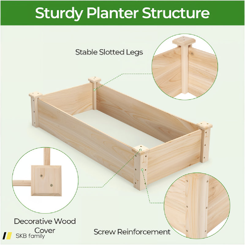 Raised Garden Bed Fir Wood Wooden Square Wood Planter Box For Garden 240615-229379