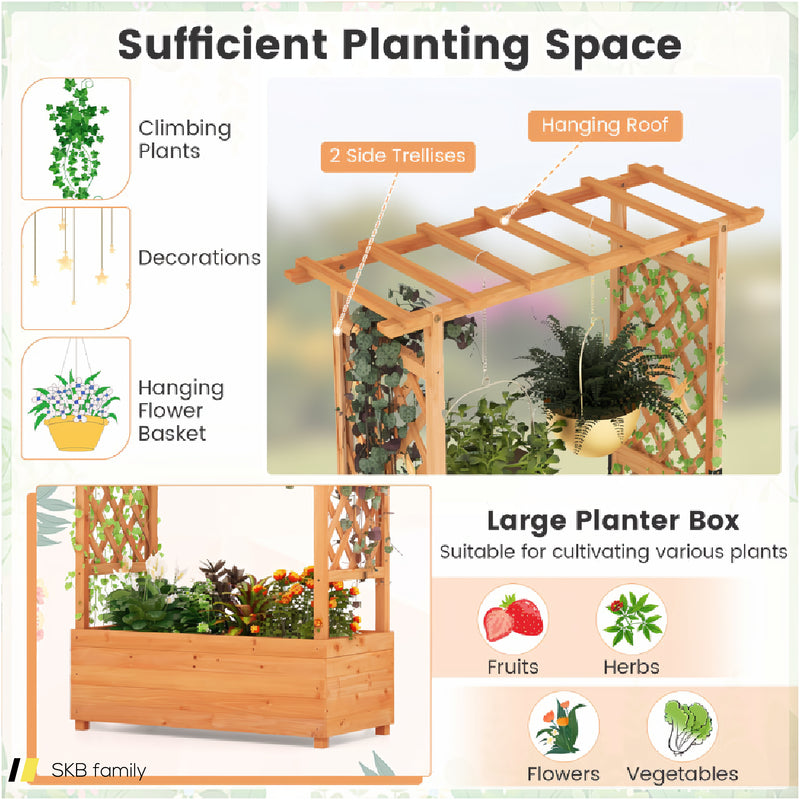 Raised Garden Bed With Arch Trellis 240615-229382