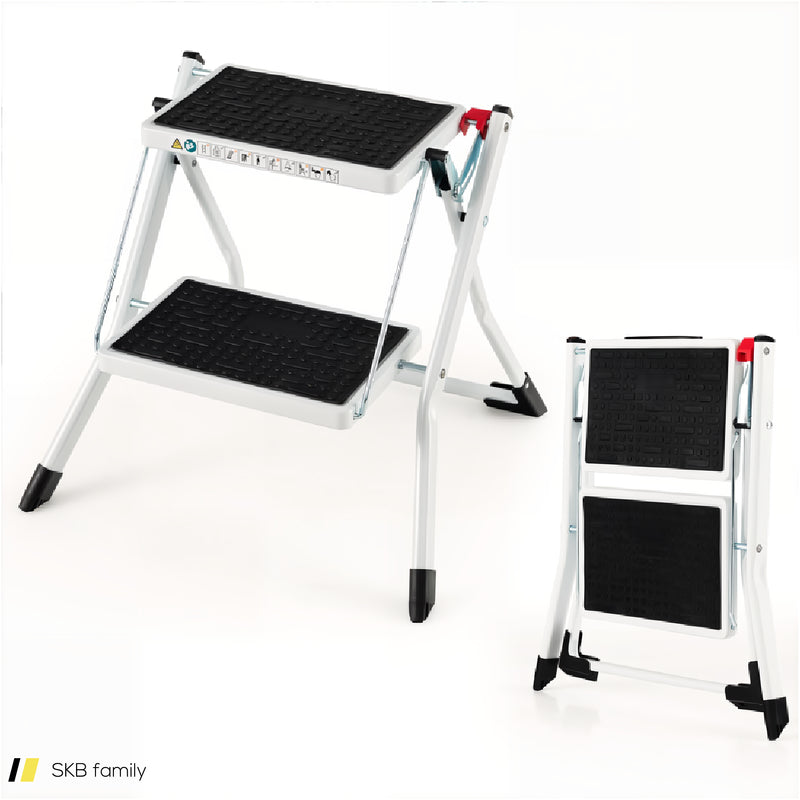 Folding 2 Step Ladder Wiht Anti-Slip Pedal And Large Foot Pads 240615-229383