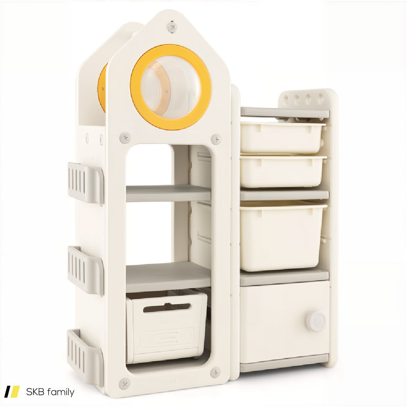 Multipurpose Toy Chest And Bookshelf With Mobile Trolley For Bedroom 240615-229385