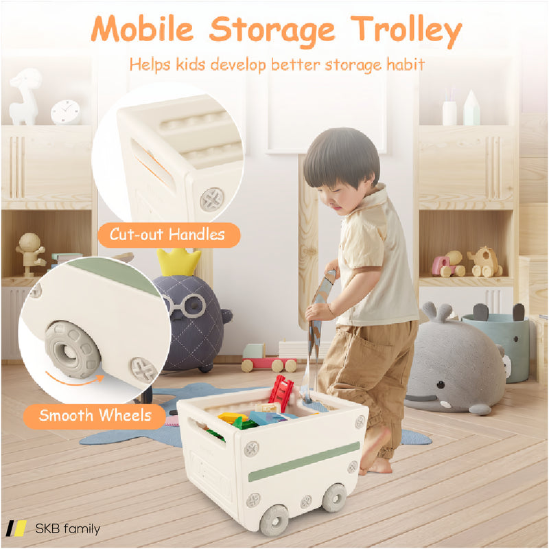 Multipurpose Toy Chest And Bookshelf With Mobile Trolley For Bedroom 240615-229385