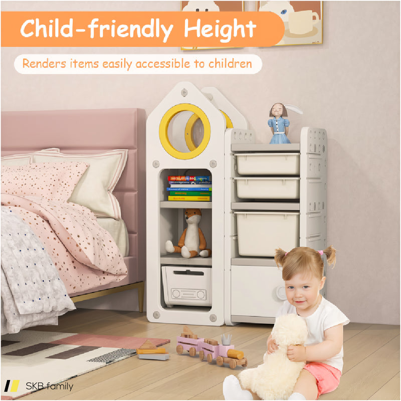 Multipurpose Toy Chest And Bookshelf With Mobile Trolley For Bedroom 240615-229385