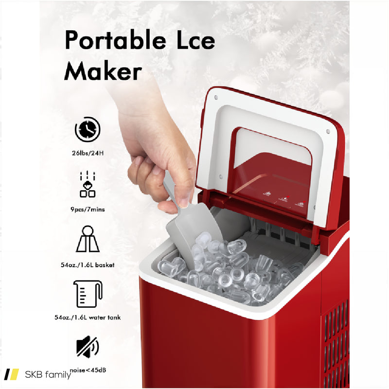 26lbs/24h Portable Countertop Ice Maker Machine With Scoop 240615-229386