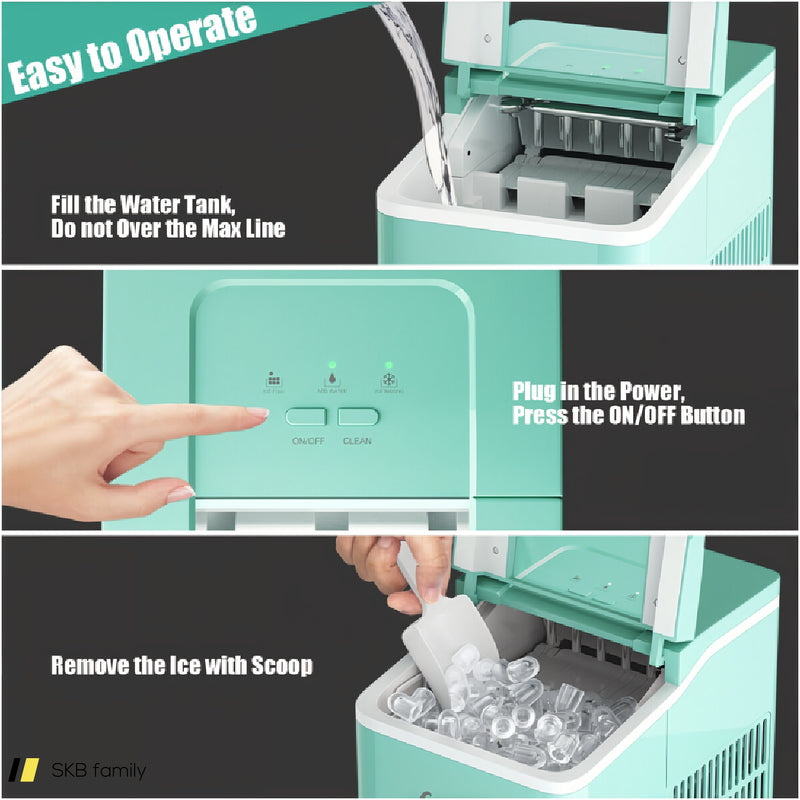 26lbs/24h Portable Countertop Ice Maker Machine With Scoop 240615-229386