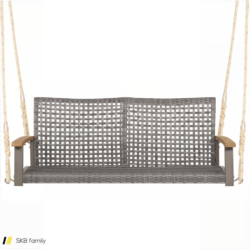 2-Person Patio Wicker Hanging Swing Chair 240615-229389