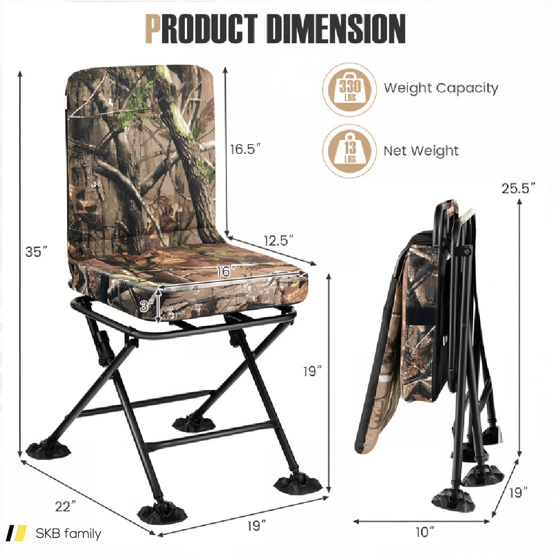 Swivel Folding Chair With Backrest And Padded Cushion 240615-229391