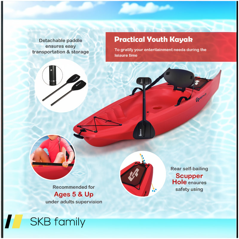 6 Feet Youth Kids Kayak With Bonus Paddle And Folding Backrest For Kid Over 5 240615-229396