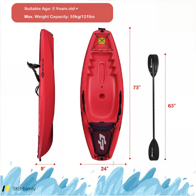 6 Feet Youth Kids Kayak With Bonus Paddle And Folding Backrest For Kid Over 5 240615-229396