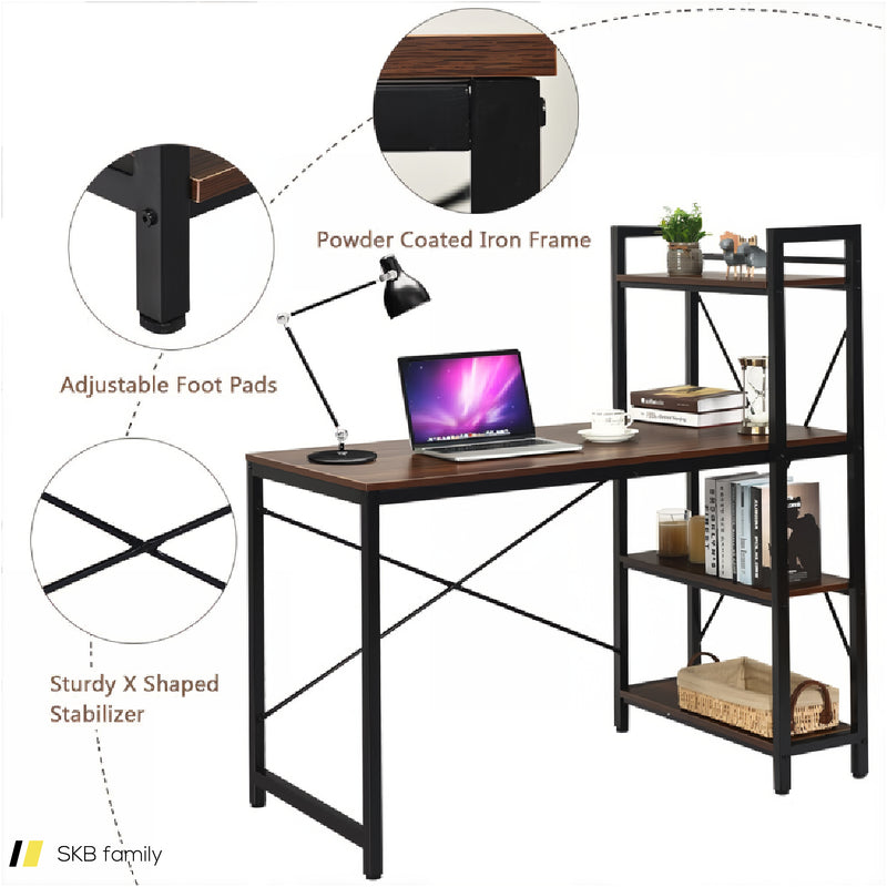 47.5 Inch Writing Study Computer Desk With 4-Tier Shelves 240615-229397