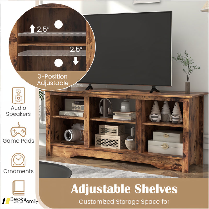 Tv Stand For Up To 65&Quot; Flat Screen Tvs With Adjustable Shelves For 18&Quot; Electric Fireplace (Not Included) 240615-229400