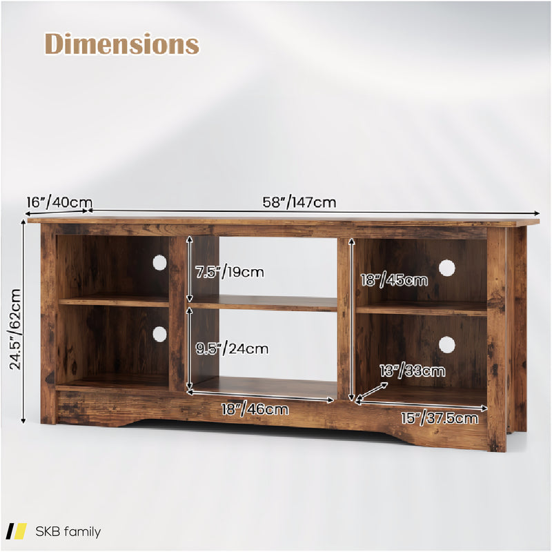 Tv Stand For Up To 65&Quot; Flat Screen Tvs With Adjustable Shelves For 18&Quot; Electric Fireplace (Not Included) 240615-229400