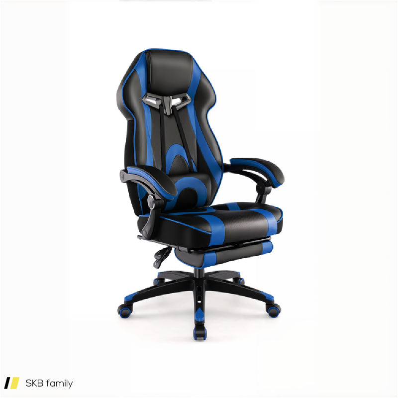 Gaming Chair Racing Style Swivel Chair With Footrest And Adjustable Lumbar Pillow 240615-229402