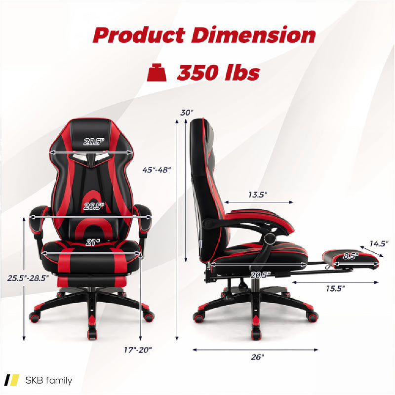 Gaming Chair Racing Style Swivel Chair With Footrest And Adjustable Lumbar Pillow 240615-229402