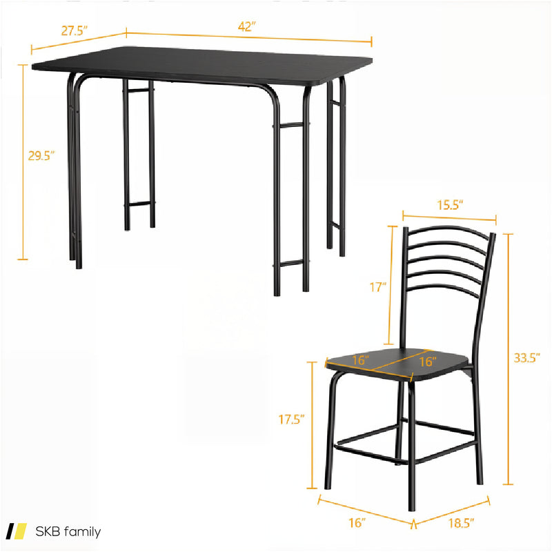 5 Pieces Wood Rectangular Dining Table Set 240615-230174