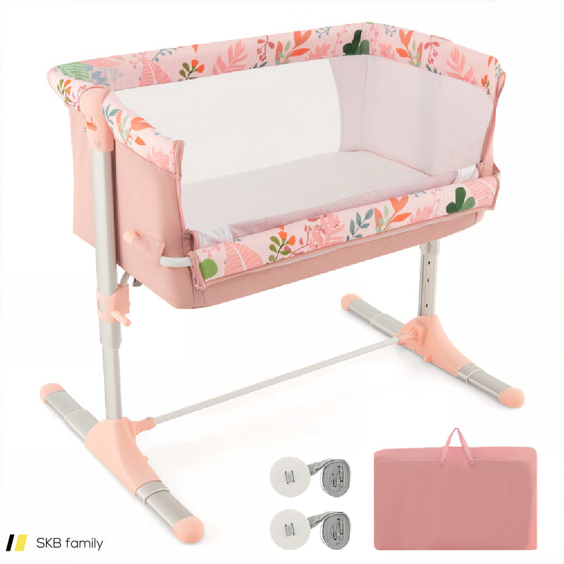 Folding Baby Bassinet Bedside Sleeper With 4 Adjustable Heights 240615-230176