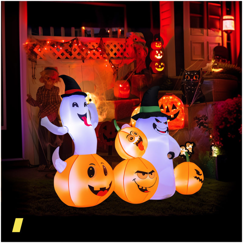 6 Feet Halloween Inflatable Pumpkins And Ghosts With Led Lights 240615-230177