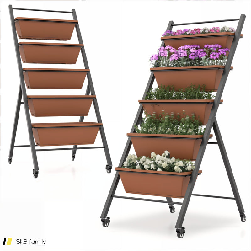 5-Tier Vertical Raised Garden Bed With Wheels And Container Boxes 240615-230181