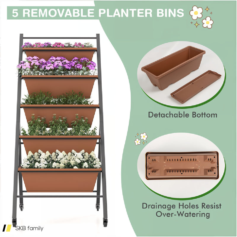 5-Tier Vertical Raised Garden Bed With Wheels And Container Boxes 240615-230181