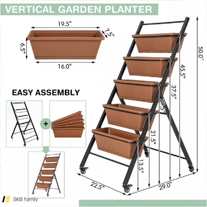 5-Tier Vertical Raised Garden Bed With Wheels And Container Boxes 240615-230181