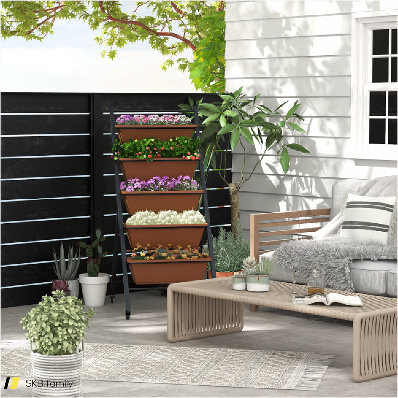 5-Tier Vertical Raised Garden Bed With Wheels And Container Boxes 240615-230181