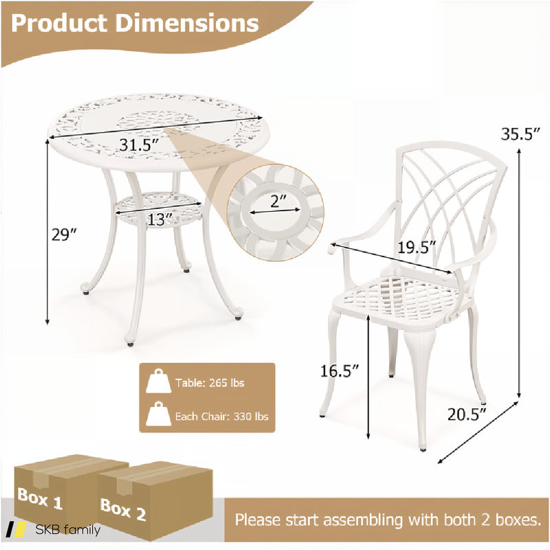 5 Piece Patio Bistro Table Chair Set With Umbrella Hole And Aluminum Frame 240615-230187