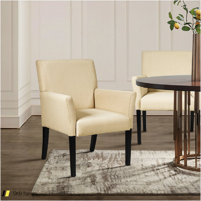 Fabric Upholstered Executive Guest Armchair With Rubber Wood Legs 240615-230190