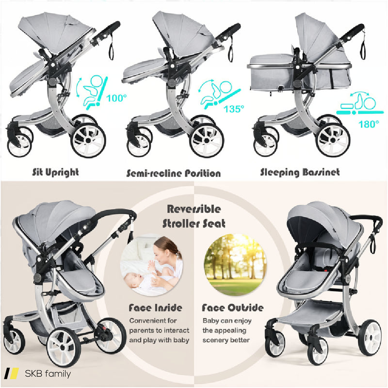 2-In-1 Foldable High Landscape Baby Stroller With Diaper Bag 240615-230195