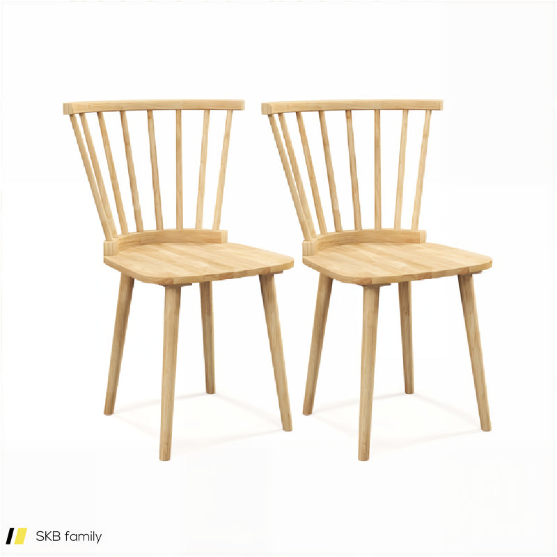 Windsor Dining Chairs Set Of 2 Rubber Wood Kitchen Chairs With Spindle Back 240615-230197