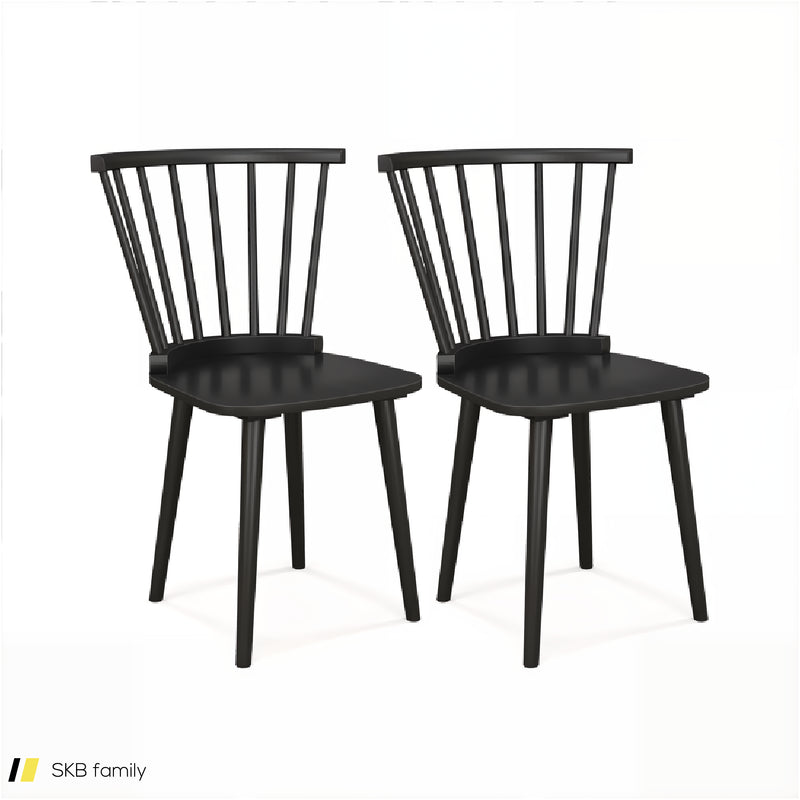 Windsor Dining Chairs Set Of 2 Rubber Wood Kitchen Chairs With Spindle Back 240615-230197