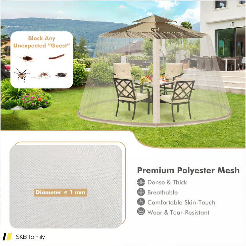 8-12 Feet Patio Umbrella Table Mesh Screen Cover Mosquito Netting 240615-230199