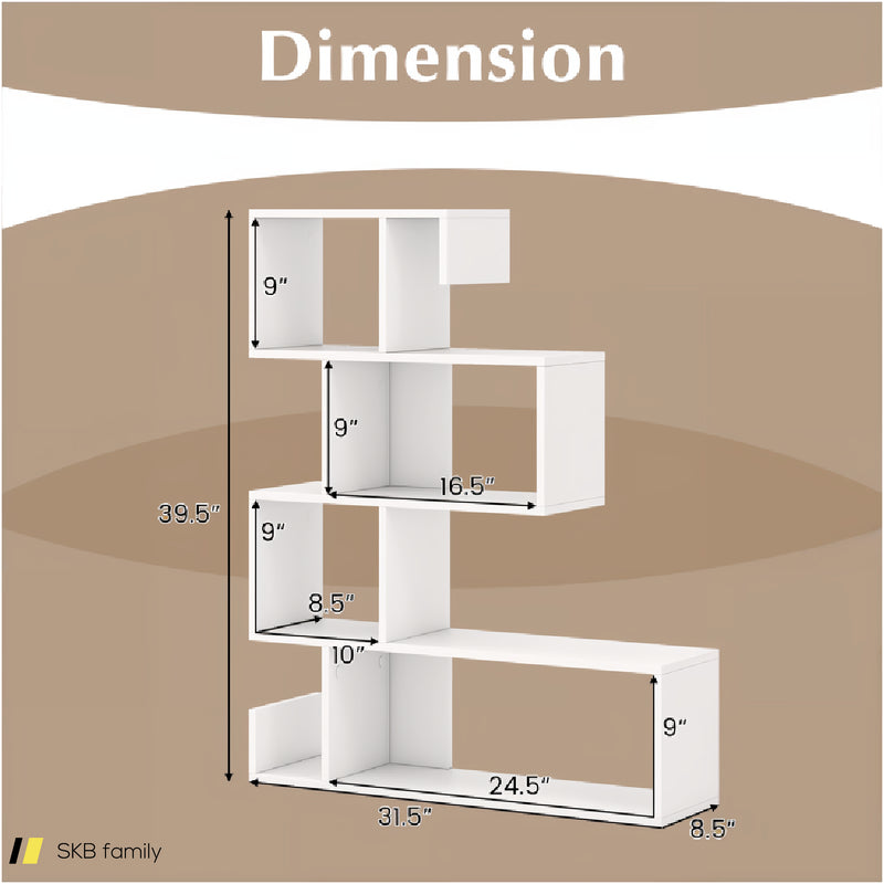 5-Tier S-Shaped Bookshelf Geometric Z-Shelf Bookcase With Open Cubes 240615-230204