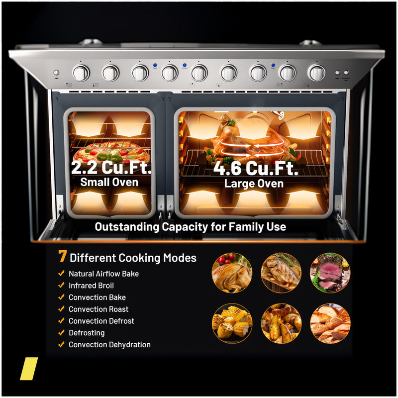 48 Inches Freestanding Natural Gas Range With 7 Burners Cooktop 240615-230205