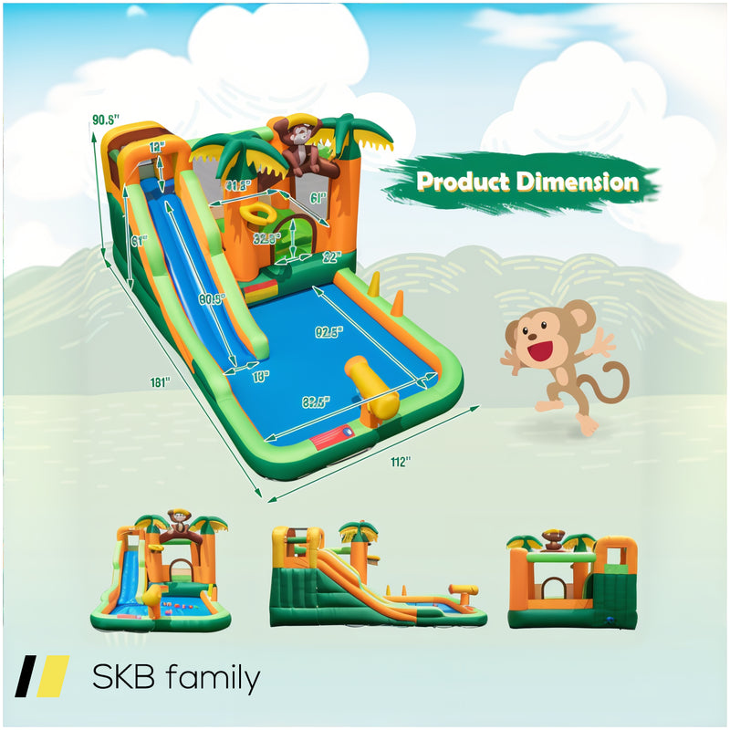 Monkey-Themed Inflatable Bounce House With Slide Without Blower 240515-230786